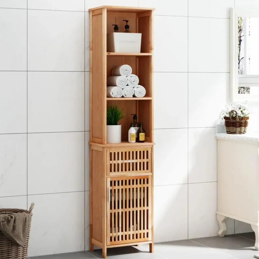vidaXL - Kolomkast met 1 lade 3 vakken - Massief walnotenhout - 42x29x182 cm