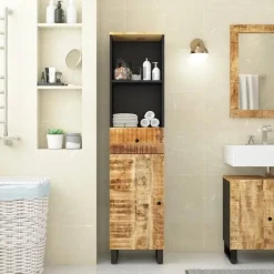vidaXL - Kolomkast met 1 lade 1 deur 2 vakken - Lichtbruin - Hout - 38x33x160 cm