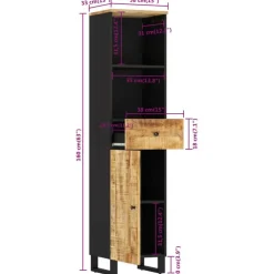 vidaXL - Kolomkast met 1 lade 1 deur 2 vakken - Lichtbruin - Hout - 38x33x160 cm