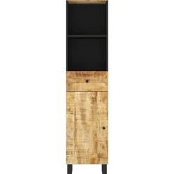 vidaXL - Kolomkast met 1 lade 1 deur 2 vakken - Lichtbruin - Hout - 38x33x160 cm