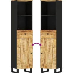 vidaXL - Kolomkast met 1 lade 1 deur 2 vakken - Lichtbruin - Hout - 38x33x160 cm