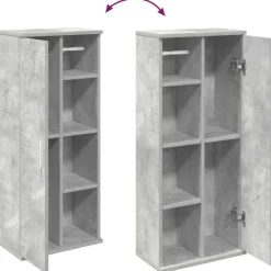 vidaXL - Kolomkast met rolhouder - Betongrijs - Bewerkt hout - 39x22x90 cm