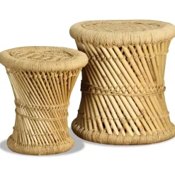 vidaXL - Kruk - Bruin - Bamboe - 2 stuks