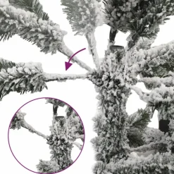 Kerstbomen-vidaXL - Kunstkerstboom met 150 LED's en sneeuw 150 cm - Groen en wit - PVC