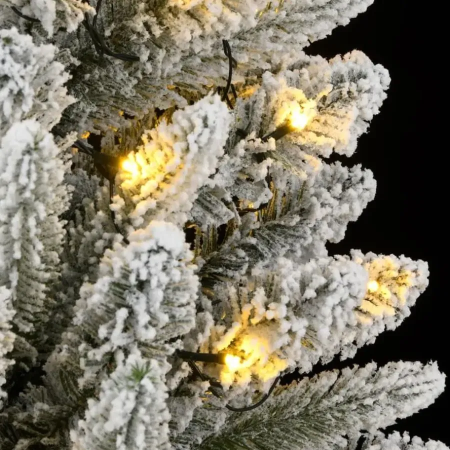 Kerstbomen-vidaXL - Kunstkerstboom met 150 LED's en sneeuw 150 cm - Groen en wit - PVC