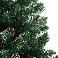 vidaXL - Kunstkerstboom met zwarte ballen 180 cm - Groen en wit - PVC en hout