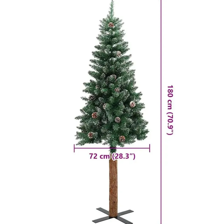vidaXL - Kunstkerstboom met roze ballen 180 cm - Groen en wit - PVC en hout