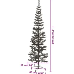 Kerstbomen-vidaXL - Kunstkerstboom met 486 tips en staal standaard 240 cm - Zwart - PVC