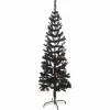 Kerstbomen-vidaXL - Kunstkerstboom met 265 tips en staal standaard 150 cm - Zwart - PVC