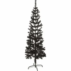 Kerstbomen-vidaXL - Kunstkerstboom met 265 tips en staal standaard 150 cm - Zwart - PVC