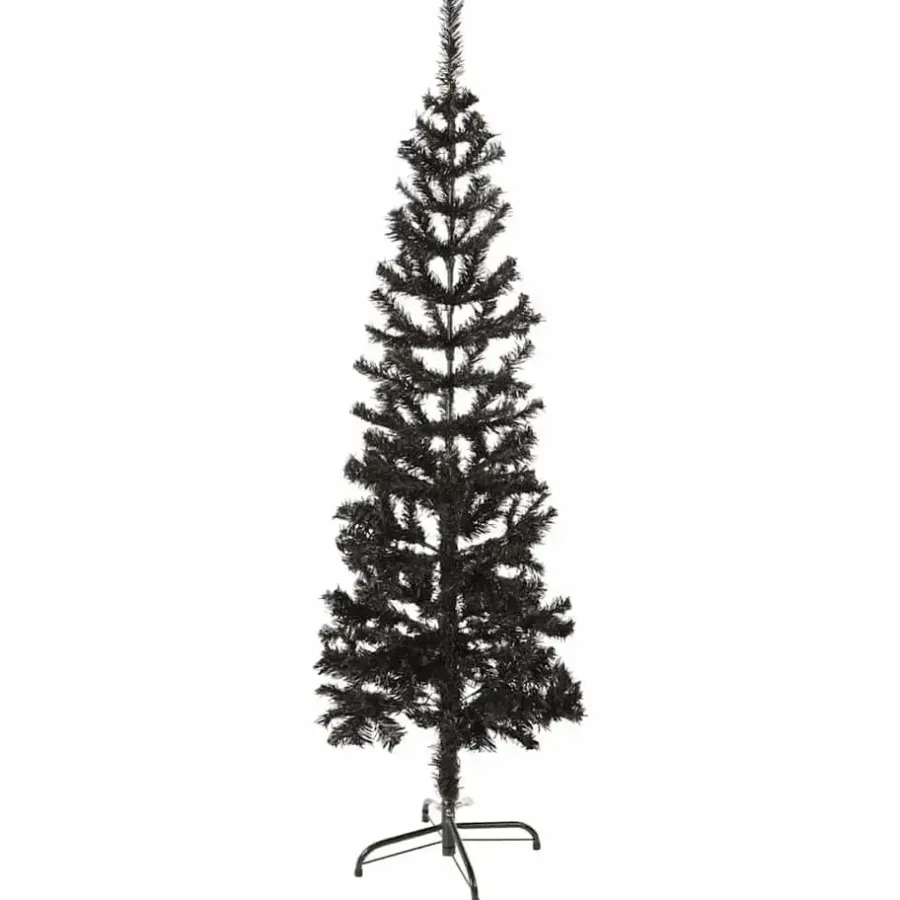Kerstbomen-vidaXL - Kunstkerstboom met 265 tips en staal standaard 150 cm - Zwart - PVC