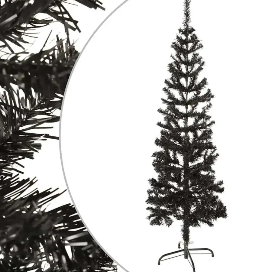 Kerstbomen-vidaXL - Kunstkerstboom met 265 tips en staal standaard 150 cm - Zwart - PVC