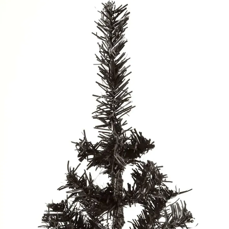 Kerstbomen-vidaXL - Kunstkerstboom met 265 tips en staal standaard 150 cm - Zwart - PVC