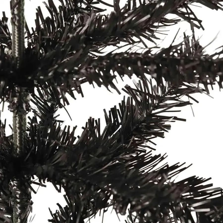 Kerstbomen-vidaXL - Kunstkerstboom met 265 tips en staal standaard 150 cm - Zwart - PVC