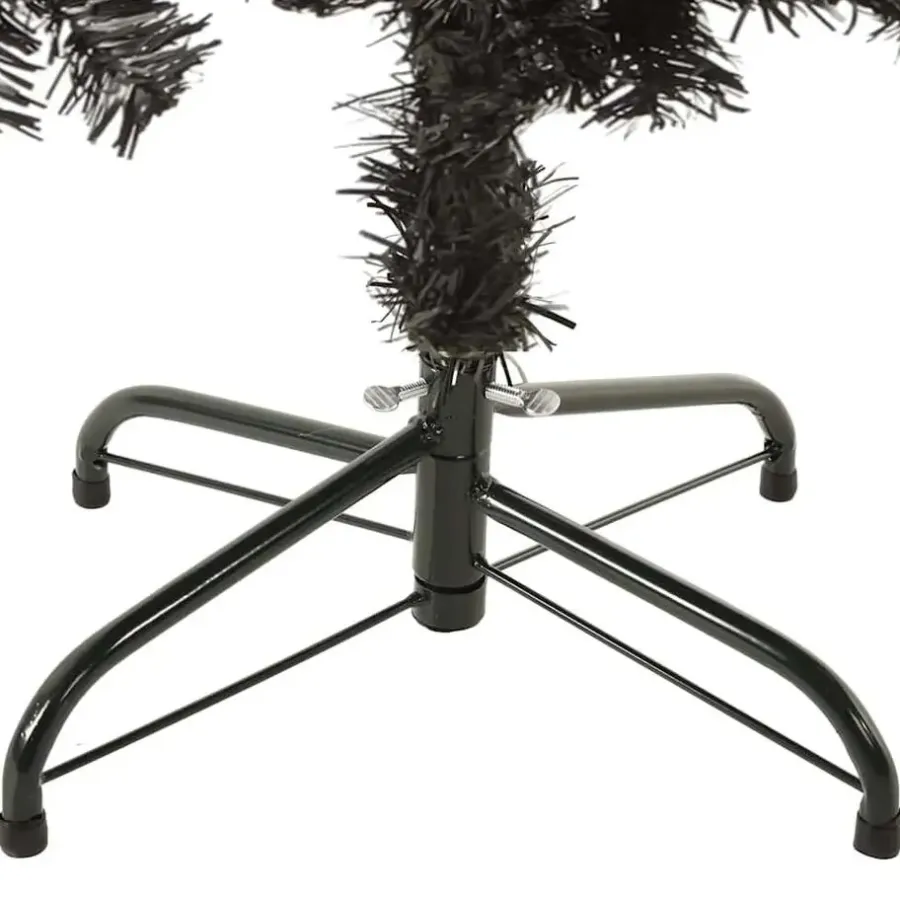 Kerstbomen-vidaXL - Kunstkerstboom met 265 tips en staal standaard 150 cm - Zwart - PVC
