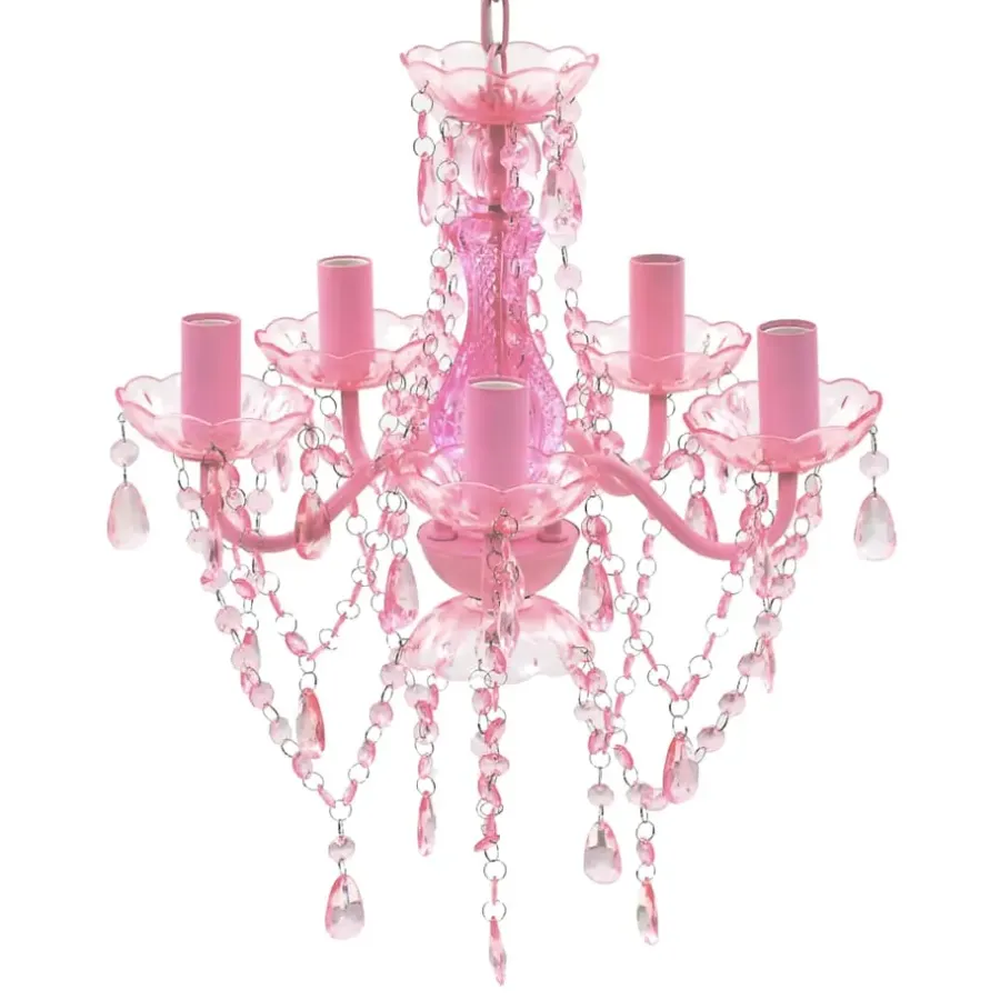 Kroonluchters-vidaXL - Kunstmatige Kristallen Glazen Plafondlamp - Roze - Glas