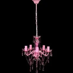 Kroonluchters-vidaXL - Kunstmatige Kristallen Glazen Plafondlamp - Roze - Glas