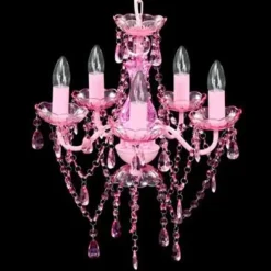 Kroonluchters-vidaXL - Kunstmatige Kristallen Glazen Plafondlamp - Roze - Glas