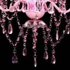 Kroonluchters-vidaXL - Kunstmatige Kristallen Glazen Plafondlamp - Roze - Glas