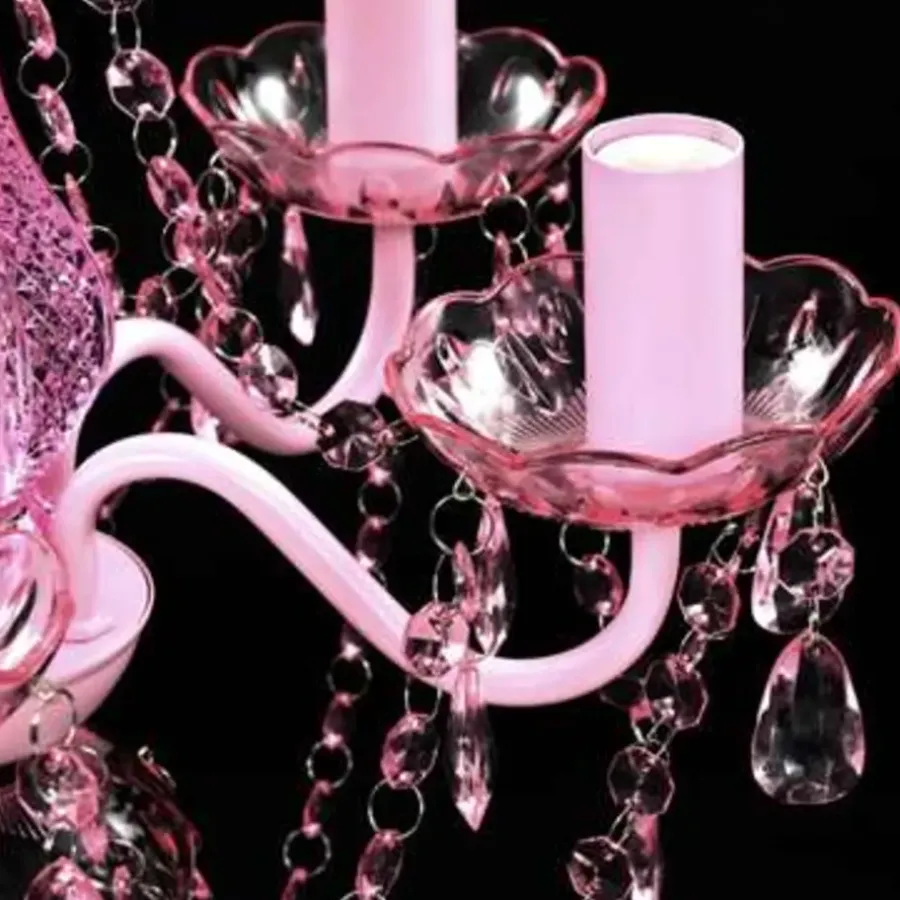 Kroonluchters-vidaXL - Kunstmatige Kristallen Glazen Plafondlamp - Roze - Glas