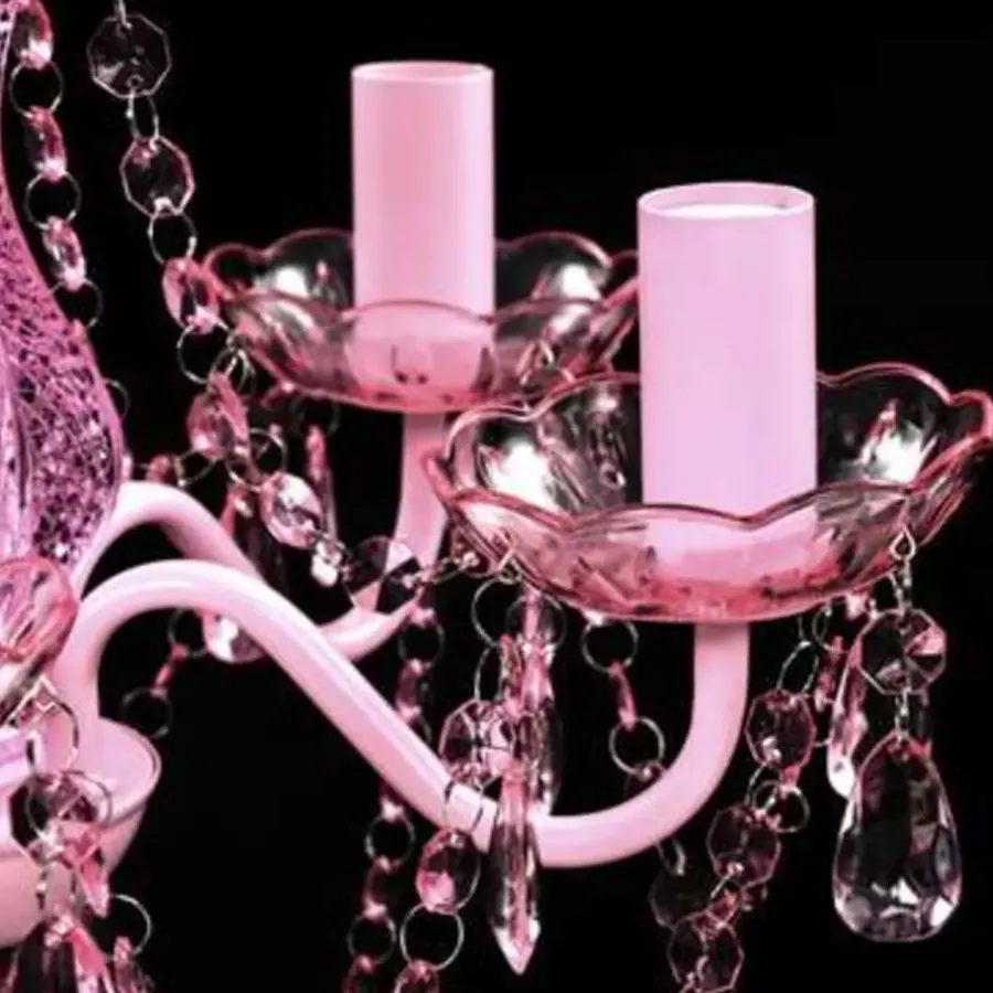 Kroonluchters-vidaXL - Kunstmatige Kristallen Glazen Plafondlamp - Roze - Glas