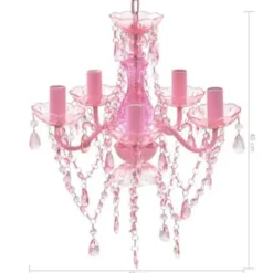 Kroonluchters-vidaXL - Kunstmatige Kristallen Glazen Plafondlamp - Roze - Glas