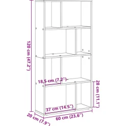 Boekenkasten|Boekenkasten-vidaXL - 4-laags Boekenkast voor woonkamers - Wit - Hout - 60x20x120 cm