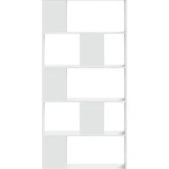 Boekenkasten|Boekenkasten-vidaXL - 5-laags Boekenkast - Wit - Bewerkt hout - 80.5x23.5x162.5 cm