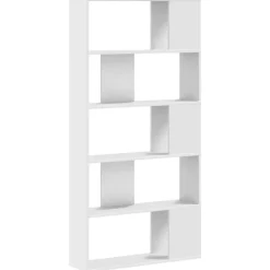 Boekenkasten|Boekenkasten-vidaXL - 5-laags Boekenkast - Wit - Bewerkt hout - 80.5x23.5x162.5 cm