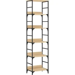 Boekenkasten|Boekenkasten-vidaXL - 5-laags Boekenkast - Sonoma eiken - Bewerkt hout - 50x33x188.5 cm