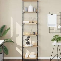 Boekenkasten|Boekenkasten-vidaXL - 5-laags Boekenkast - Sonoma eiken - Bewerkt hout - 50x33x188.5 cm