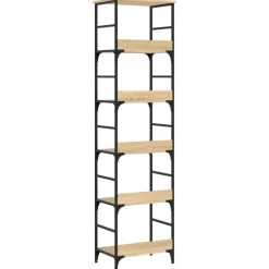 Boekenkasten|Boekenkasten-vidaXL - 5-laags Boekenkast - Sonoma eiken - Bewerkt hout - 50x33x188.5 cm