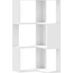 Boekenkasten|Boekenkasten-vidaXL - 3-laags Hoekboekenkast - Wit - Bewerkt hout - 50x50x102 cm
