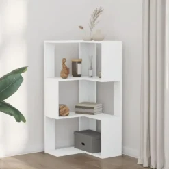 Boekenkasten|Boekenkasten-vidaXL - 3-laags Hoekboekenkast - Wit - Bewerkt hout - 50x50x102 cm