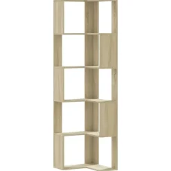 Boekenkasten|Boekenkasten-vidaXL - 5-laags Hoekboekenkast - Sonoma eiken - Bewerkt hout - 50x50x179 cm