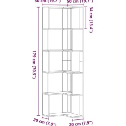 Boekenkasten|Boekenkasten-vidaXL - 5-laags Hoekboekenkast - Sonoma eiken - Bewerkt hout - 50x50x179 cm
