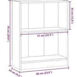 vidaXL - 2-laags kleine Boekenkast - Artisanaal eiken - Hout - 60x24x76 cm
