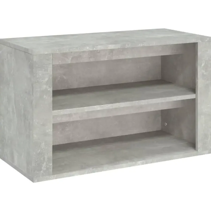 Schoenenkasten-vidaXL - 2-laags Schoenenkast 6 paar - Betongrijs - Bewerkt hout - 75x35x45 cm