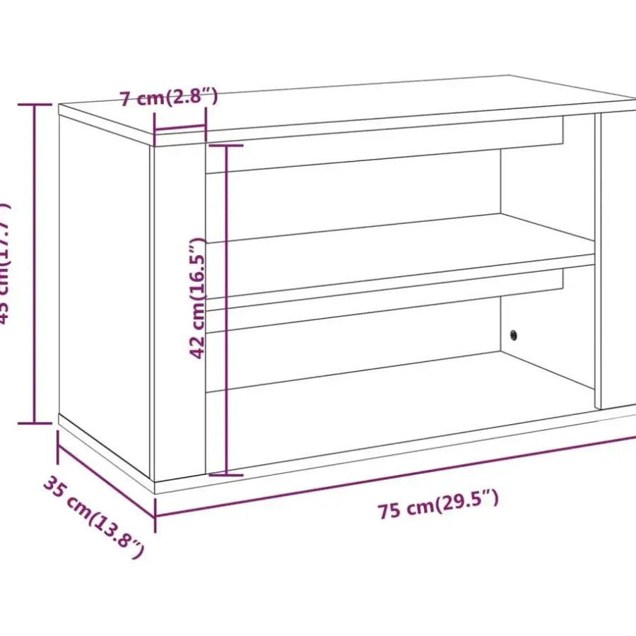 Schoenenkasten-vidaXL - 2-laags Schoenenkast 6 paar - Betongrijs - Bewerkt hout - 75x35x45 cm