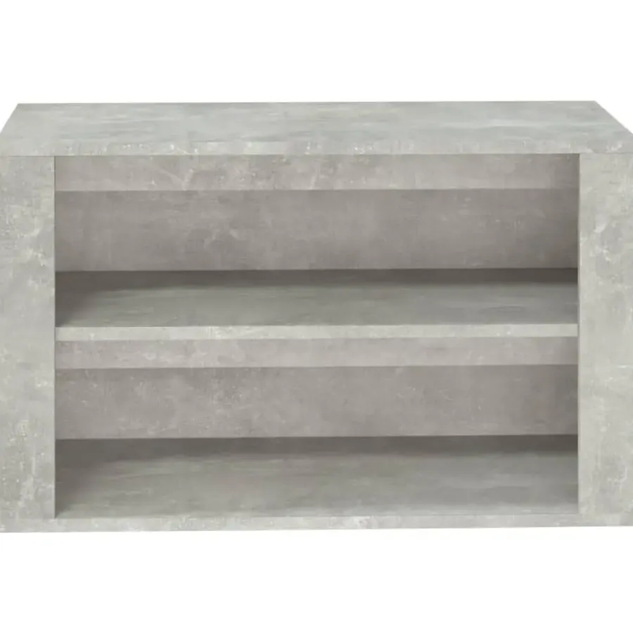 Schoenenkasten-vidaXL - 2-laags Schoenenkast 6 paar - Betongrijs - Bewerkt hout - 75x35x45 cm