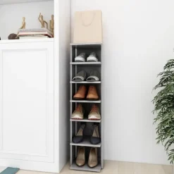 vidaXL - 6-laags Schoenenkast 6 paar - Betongrijs - Hout - 27.5x27x102 cm