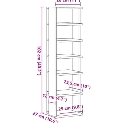 Schoenenkasten-vidaXL - 6-laags Schoenenkast 6 paar - Oud hout - 28x27x102 cm