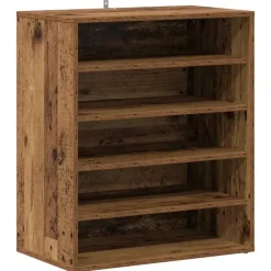 Schoenenkasten-vidaXL - 5-laags Schoenenkast 10 paar - Oud hout - 60x35x70 cm
