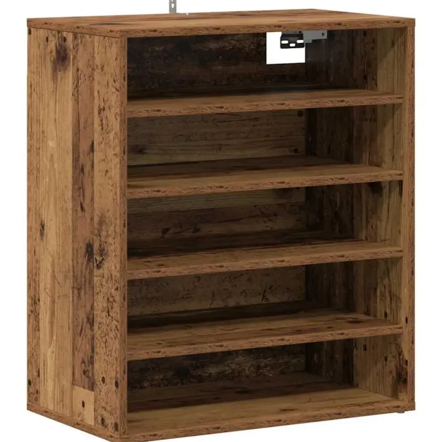 Schoenenkasten-vidaXL - 5-laags Schoenenkast 10 paar - Oud hout - 60x35x70 cm