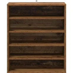 Schoenenkasten-vidaXL - 5-laags Schoenenkast 10 paar - Oud hout - 60x35x70 cm