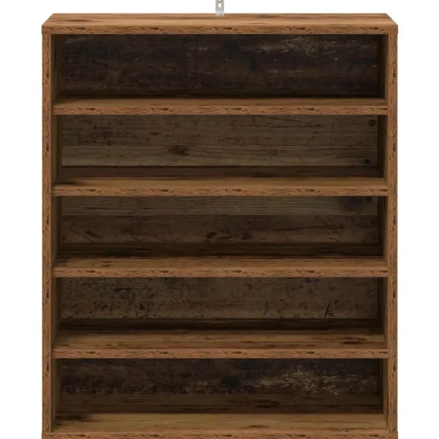 Schoenenkasten-vidaXL - 5-laags Schoenenkast 10 paar - Oud hout - 60x35x70 cm