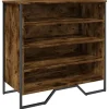 Schoenenkasten-vidaXL - 4-laags Schoenenkast 12 paar - Gerookt eiken - Hout - 80x38x78 cm