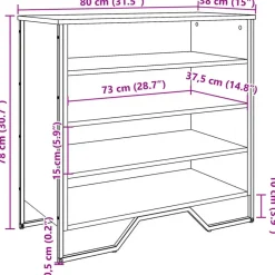 Schoenenkasten-vidaXL - 4-laags Schoenenkast 12 paar - Gerookt eiken - Hout - 80x38x78 cm