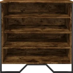 Schoenenkasten-vidaXL - 4-laags Schoenenkast 12 paar - Gerookt eiken - Hout - 80x38x78 cm
