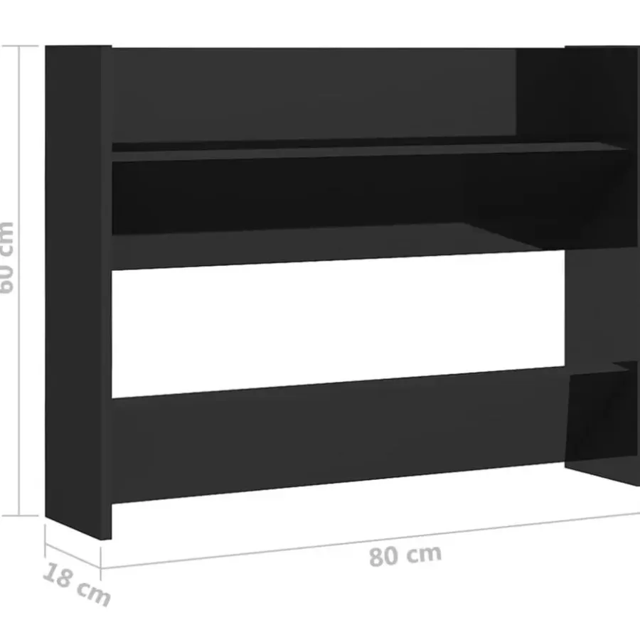 Schoenenkasten-vidaXL - 2-laags Wandshoenenkasten 6 paar - Zwart - 80x18x60 cm - Set van 2